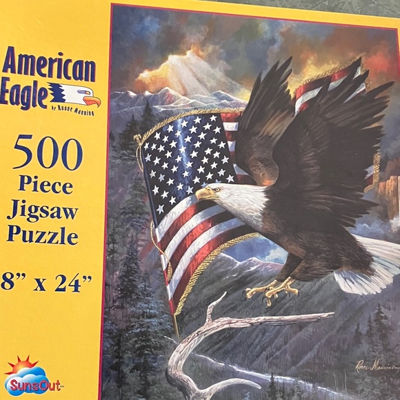 🦅🇺🇸AMERICAN EAGLE & FLAG PUZZLE  🇺🇸 500 PIECES, MADE IN USA 🇺🇸 R.MANNING - Picture 1 of 7